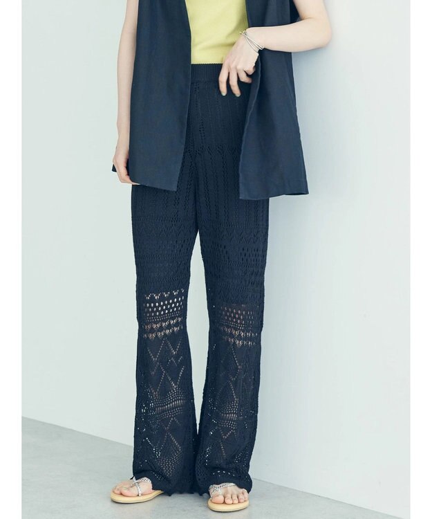 AMERICAN HOLIC 透かし編みニットパンツ Black