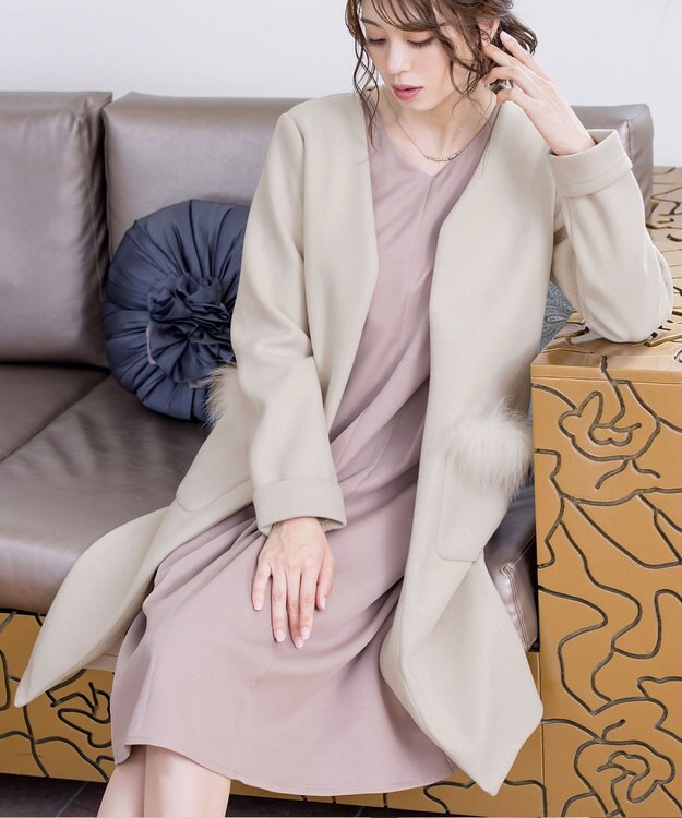 Tiaclasse 【2WAY】さらっと羽織れるFOXファーコート エクリュ