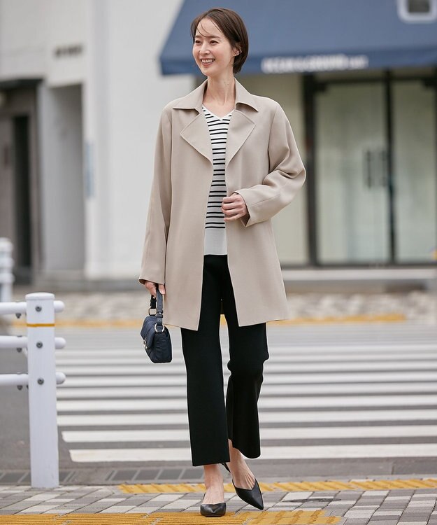 自由区 【XSサイズ～/洗える/セット着用可】ドライコットンハイゲージ フレアシルエット ニットパンツ ネイビー系