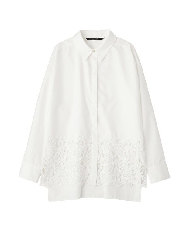 YECCA VECCA レースヘムロングシャツ Off White
