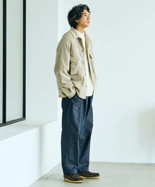 UNFILO MENS 【新色追加】FINE MOVE デニム イージーギャザーパンツ [24年商品] ネイビー