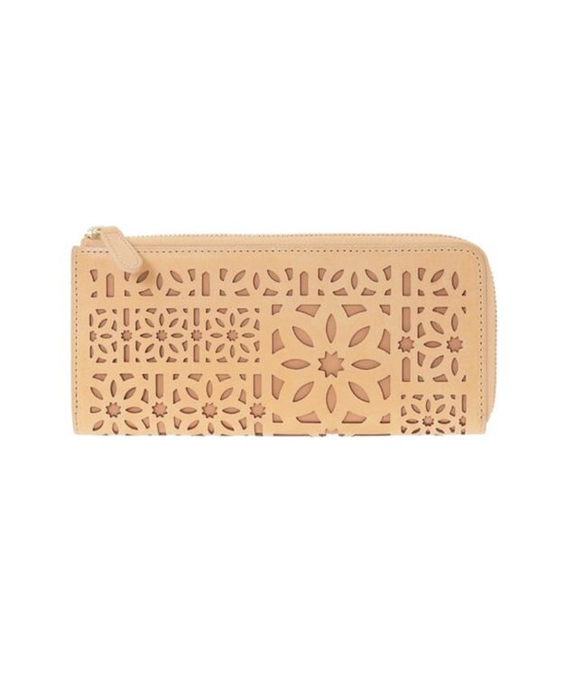 genten マルチカットワークミニ  L字長財布 ハニーベージュ