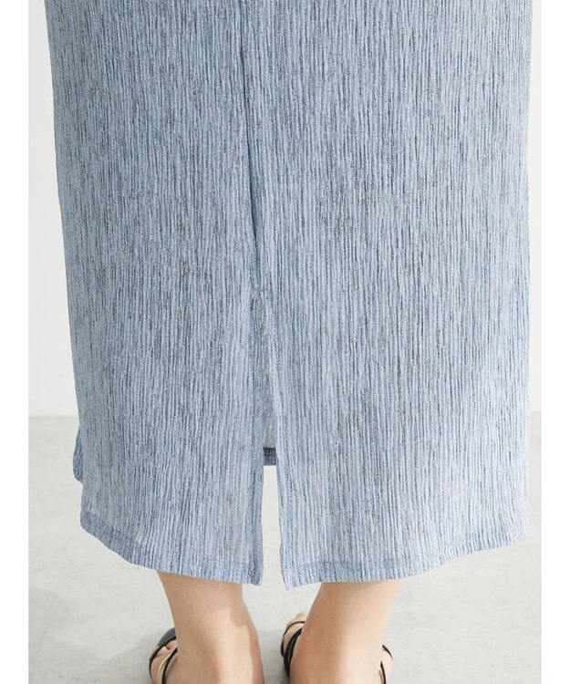 Green Parks メランジプリーツＩラインスカート Sax