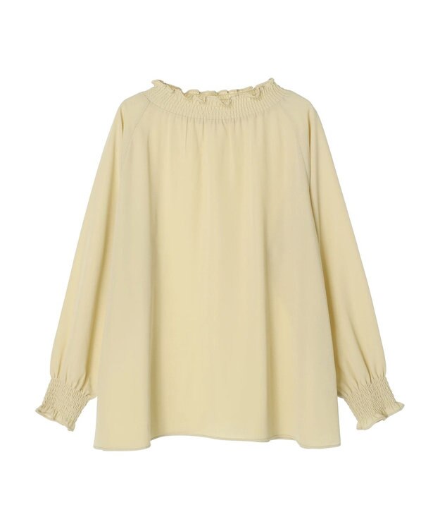 earth music&ecology シャーリングネックブラウス Yellow