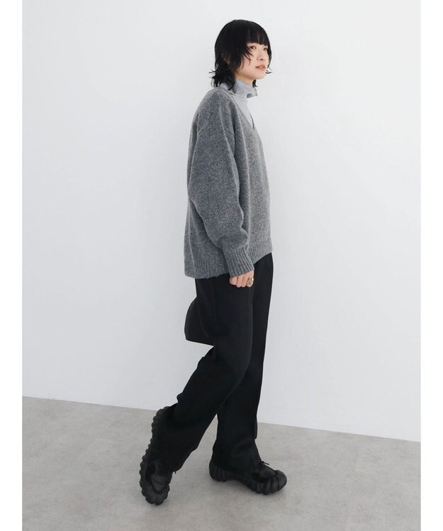 Green Parks ＭｉｘカラーＶネックニットプルオーバー Charcoal Gray