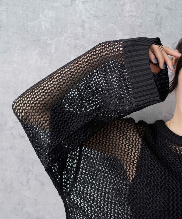 WEGO スターメッシュニットプルオーバー ブラック