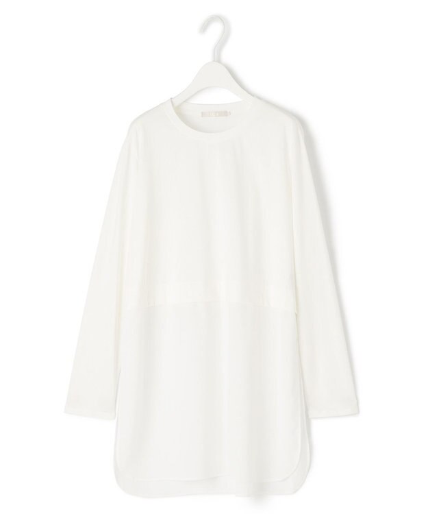 ICB L 【洗える】 シアージャージーコンビ カットソー オフホワイト系