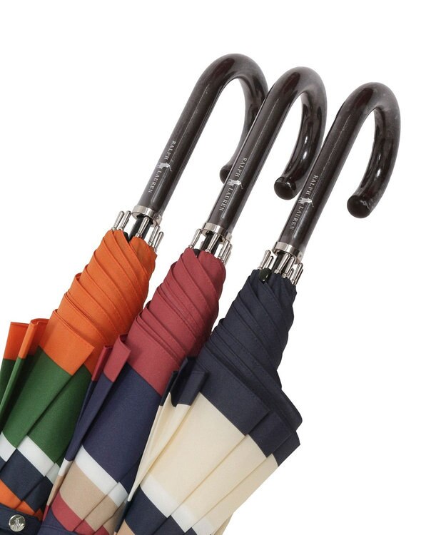 MOONBAT 【日本製/ジャンプ傘】POLO RALPH LAUREN（ポロ ラルフローレン） 長傘 マルチボーダー レッド