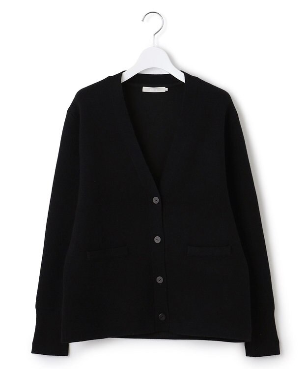 ICB L 【洗える】ソフトカシミヤミックス Vネックニットカーディガン ブラック系