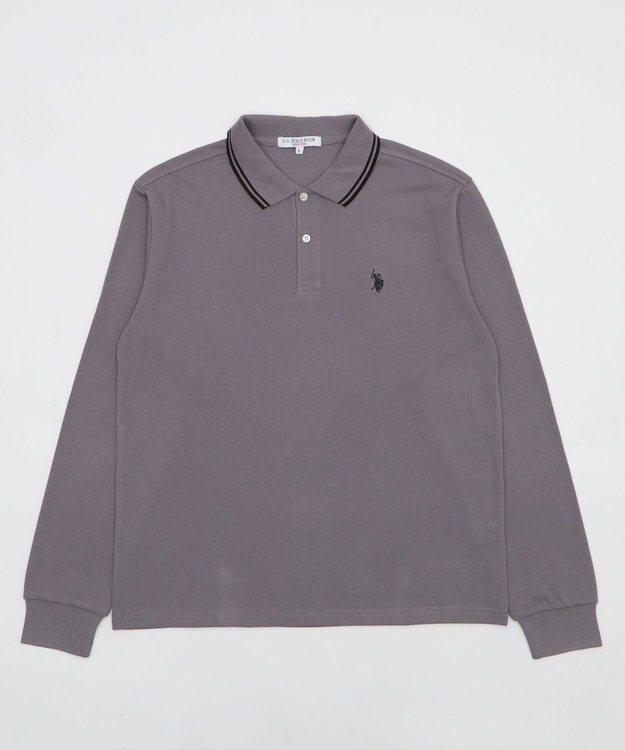 WEGO 【25年秋冬新作/ユニセックスITEM/SMLサイズ展開】別注USPOLOラインポロシャツ（長袖） グレー