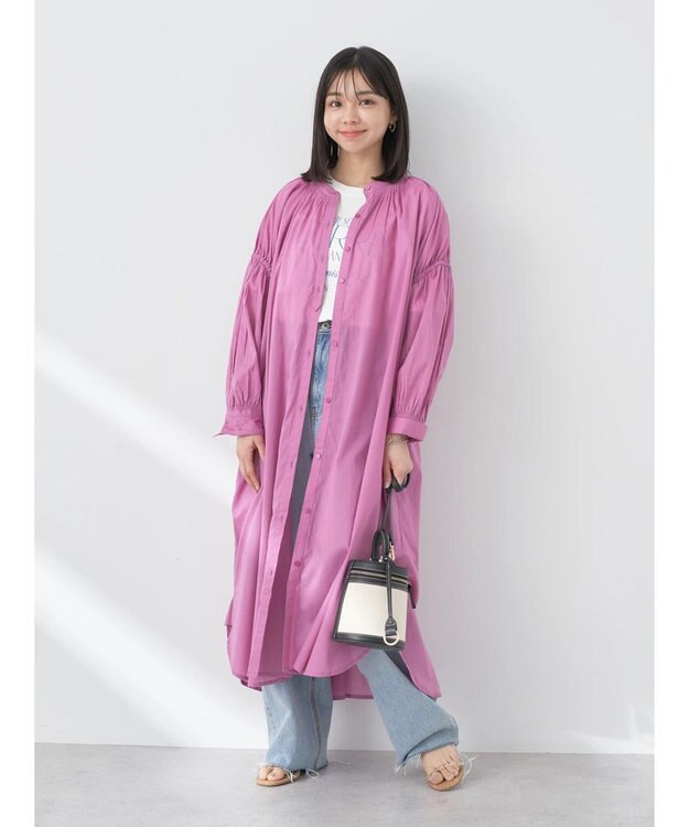 earth music&ecology コットンボイルギャザーワンピース Purple