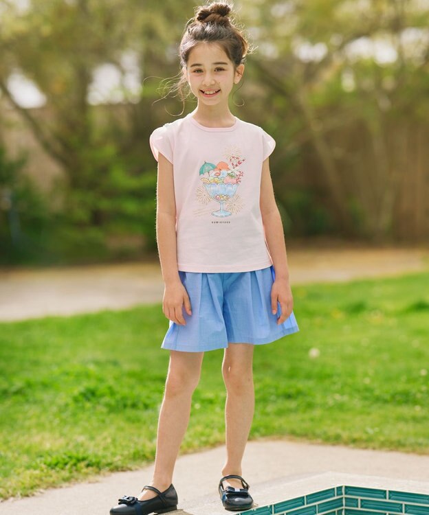 組曲 KIDS 【150-160㎝】シャンブレー ショートパンツ サックスブルー系