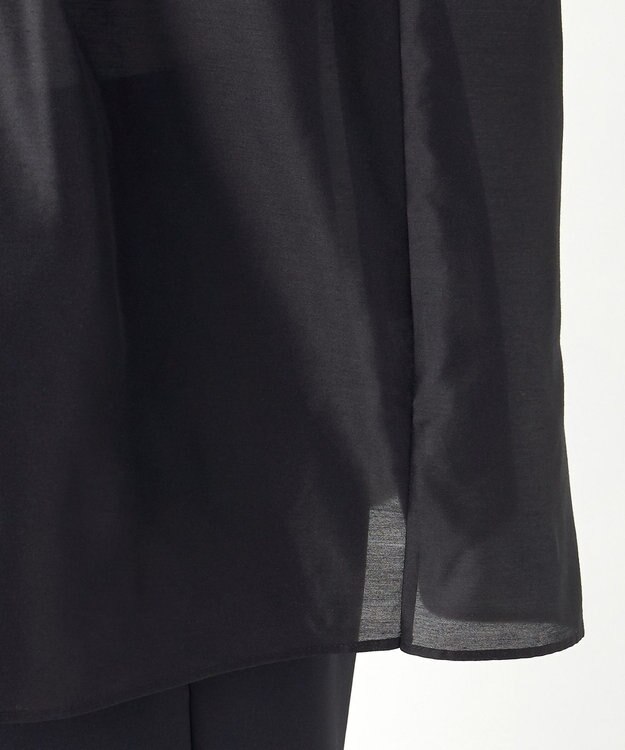 23区 L 【R(アール)】スモッキングタックオーガンザ ピンタック ブラウス ブラック系