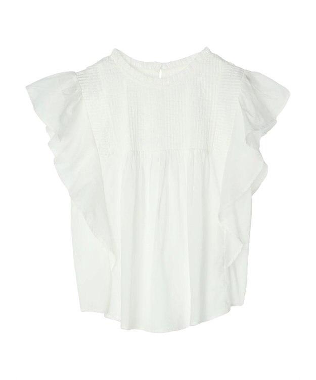 earth music&ecology コットンボイルフリルブラウス Off White