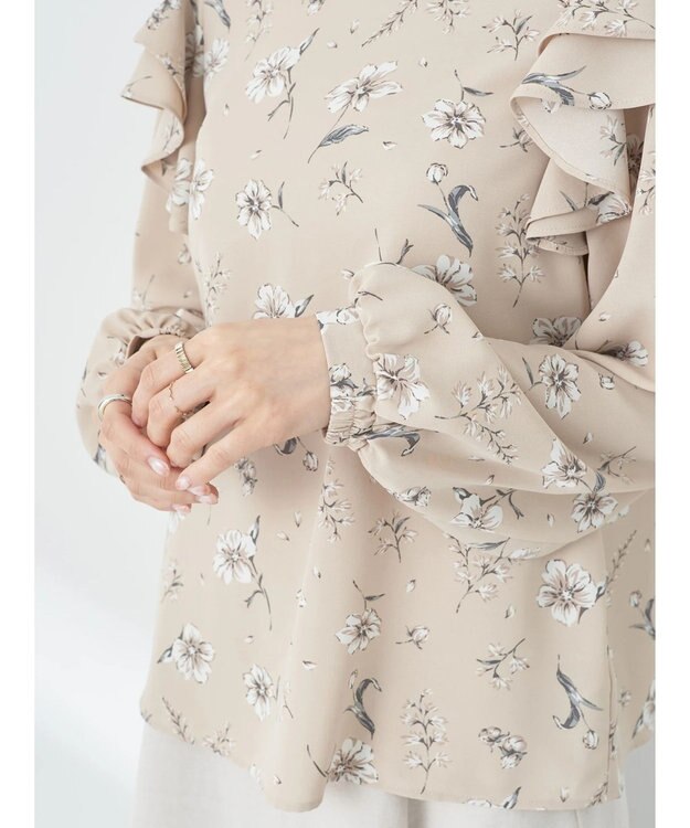 earth music&ecology フリルスリーブブラウス Blue