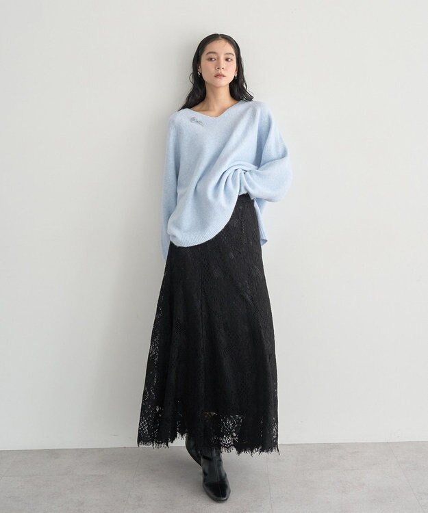 YECCA VECCA Vネックルーズニット Sax