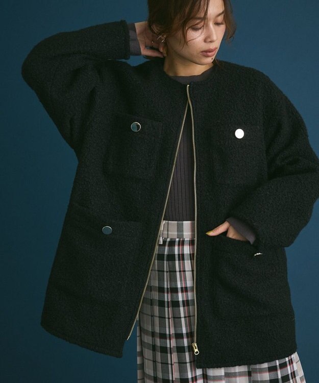 Green Parks ・ｓｗｉｎｇ　ｂｙ　ベルスリーブクルーリブニット Charcoal Gray