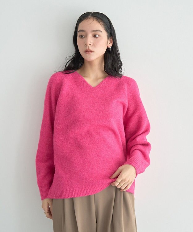 YECCA VECCA Vネックルーズニット Pink