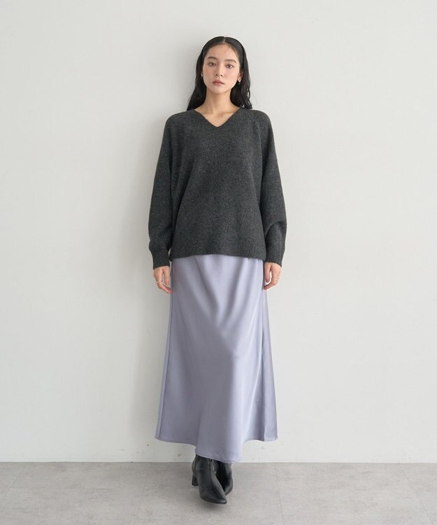 YECCA VECCA Vネックルーズニット Charcoal Gray