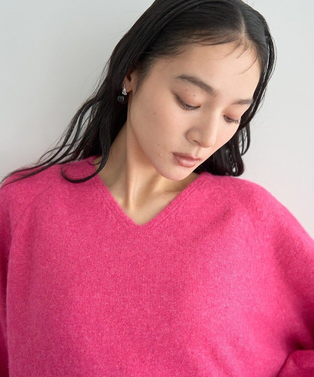 YECCA VECCA Vネックルーズニット Pink