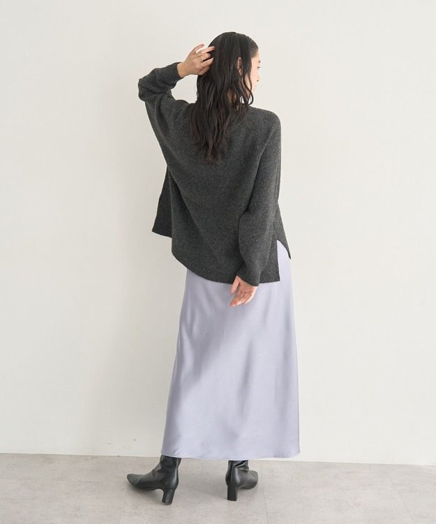 YECCA VECCA Vネックルーズニット Charcoal Gray