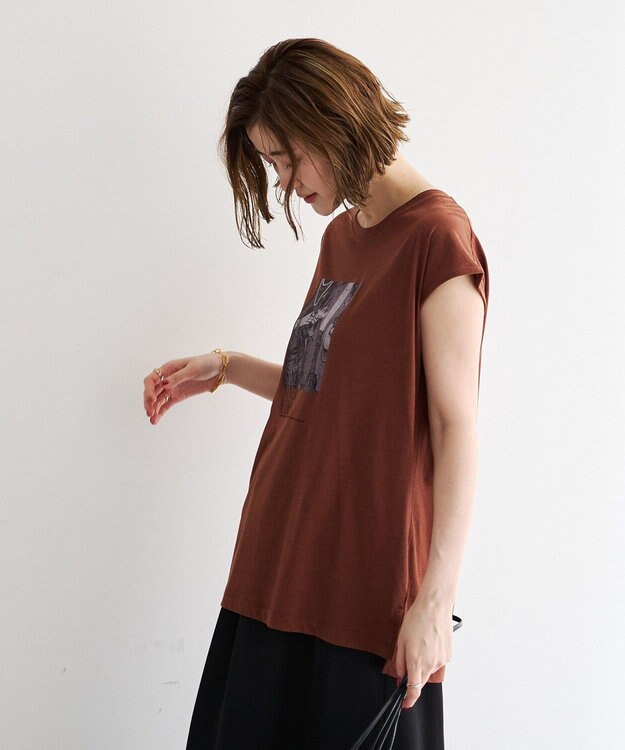YECCA VECCA フォトプリントノースリーブTee Brown