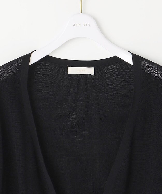 ANY SIS 【接触冷感・UVケア】ショートレングス畔 カーディガン ブラック