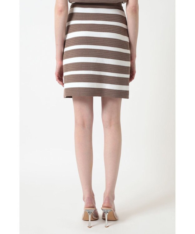 DAKS ボーダー ニットミニスカート ベージュ