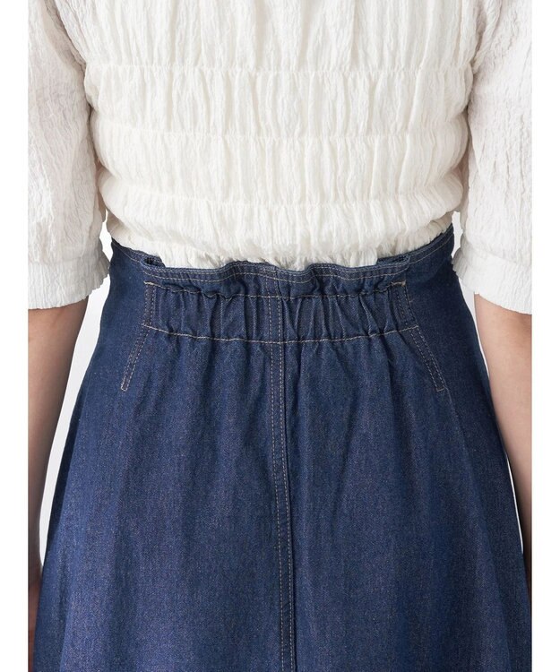 earth music&ecology フロントジップタックフレアスカート Indigo