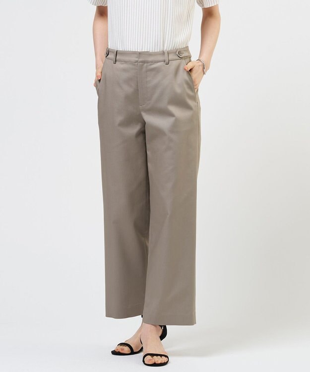 J.PRESS LADIES S TCシャンブレーサテンST ストレート パンツ モカ系
