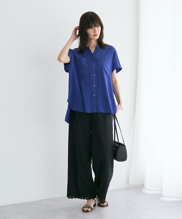YECCA VECCA 【セットアップ可能】ポケットスキッパーシャツ Blue