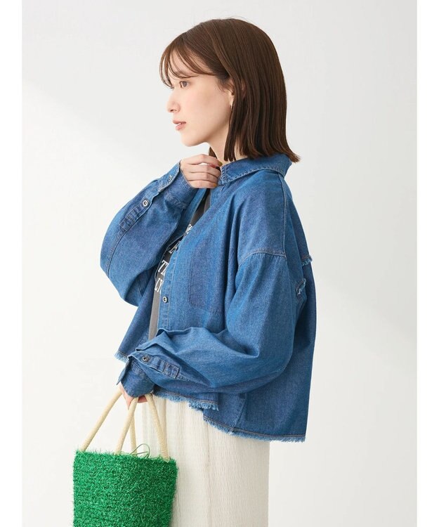 Green Parks ・ＳＵＧＡＲ　ＳＰＯＯＮ　クロップドデニムシャツ Indigo