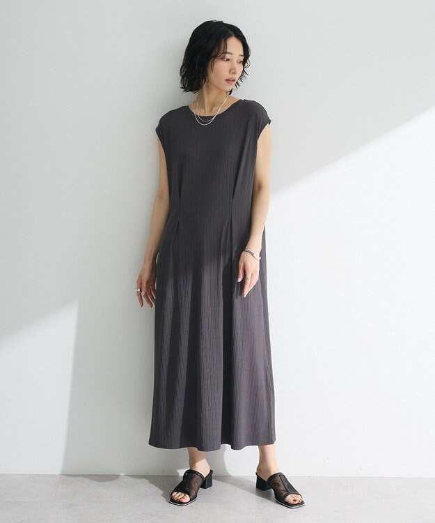 Green Parks 前後２ＷＡＹウエストタックワンピース Charcoal Gray