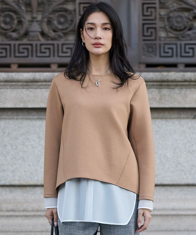 ICB L 【WEB限定カラーあり】ソフトダンボール スリットテール プルオーバー アプリコットベージュ