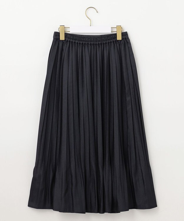 ANY SIS 【洗える】ブライトサテンプリーツ スカート ブラック