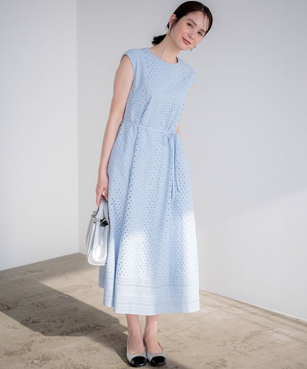 組曲 【先行予約】エンブロイダリーレース ワンピース クラウディブルー系