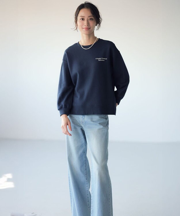 J.PRESS LADIES 【洗える】BASIC STRETCH DENIM ワイド ストレート デニム ブリーチ系
