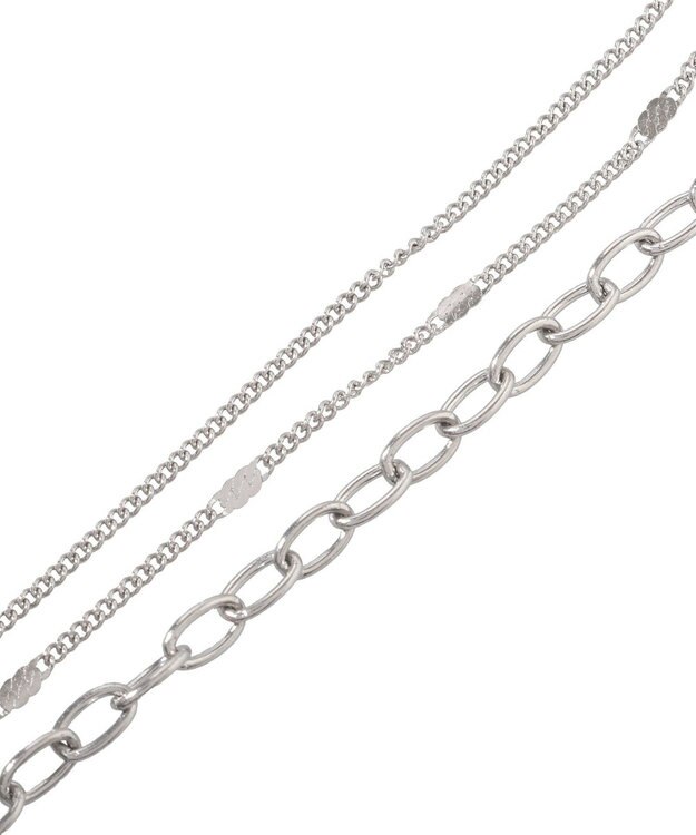 earth music&ecology 【ステンレス】コインモチーフ３連ネックレス Silver