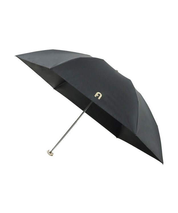 MOONBAT FURLA(フルラ) 晴雨兼用日傘 折りたたみ傘 フワクール生地使用 軽量 無地×アーチロゴ ブラック