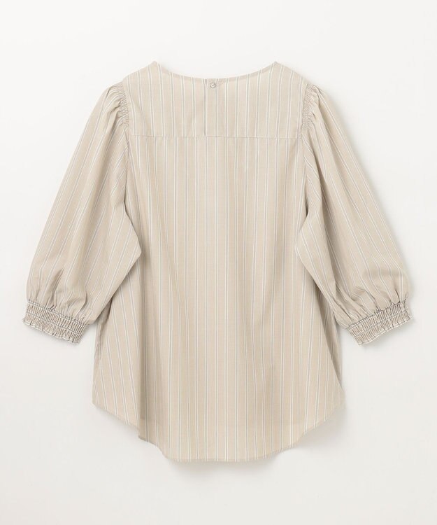 ANY 【UVカット/抗菌防臭/速乾/手洗い可】エニィファンクション ボリュームスリーブシャツ ベージュストライプ