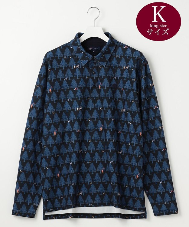 23区GOLF 【MEN/キングサイズ】白夜ゴルフ柄 長袖シャツ ネイビー系5