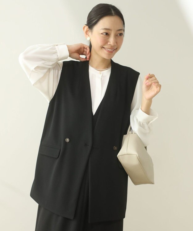 Green Parks Ｏ．洗えてストレッチ　Ｗボタンベスト Black