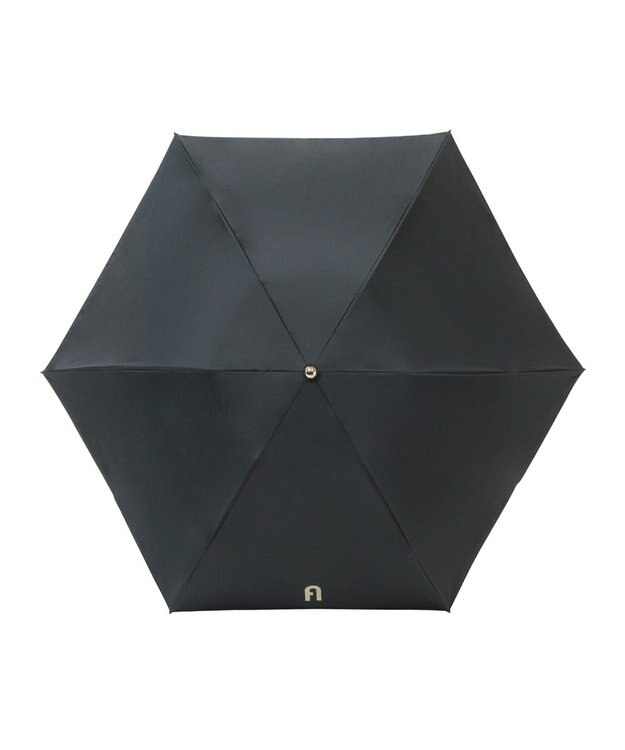 MOONBAT FURLA(フルラ) 晴雨兼用日傘 折りたたみ傘 フワクール生地使用 軽量 無地×アーチロゴ ブラック