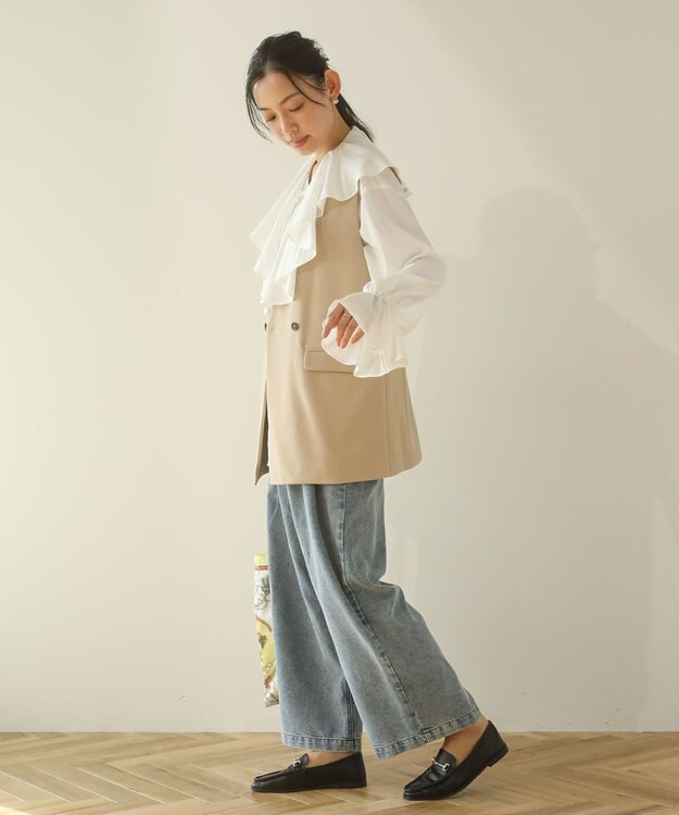 Green Parks Ｏ．洗えてストレッチ　Ｗボタンベスト Light Beige