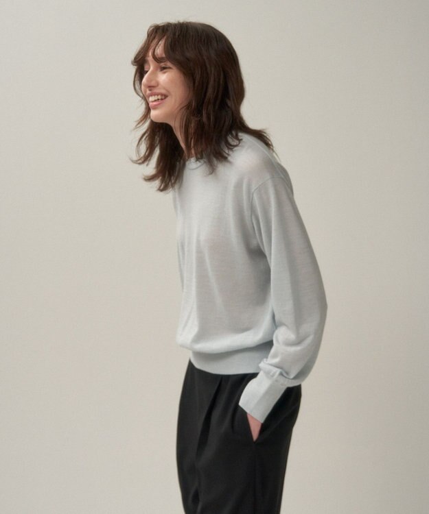 ATON RAMIE WOOL | クルーネックセーター SAX