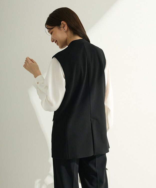 Green Parks Ｏ．洗えてストレッチ　Ｗボタンベスト Black