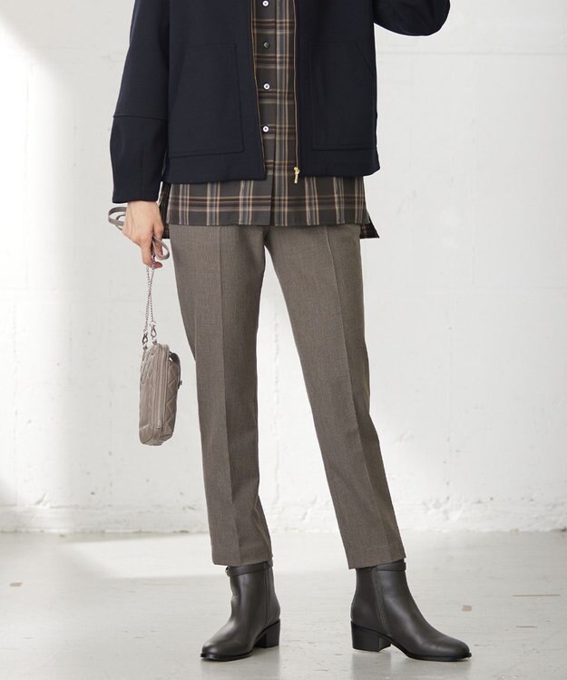 J.PRESS LADIES L 【WEB限定カラーあり・洗える】T/Rアルガンシルク テーパード パンツ ブラウン系