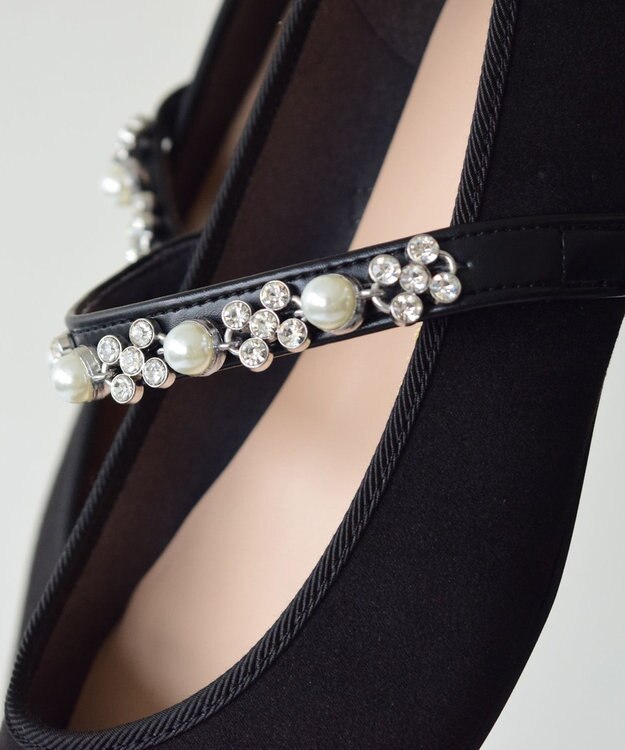 Bridget Birkin ＜抗菌消臭＞【Bridget Birkin】キラキラストラップポインテッドパンプス ブラックスウェード