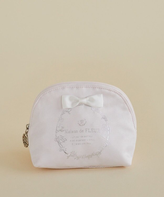 Maison de FLEUR サテンリボンラウンドポーチ Light Pink