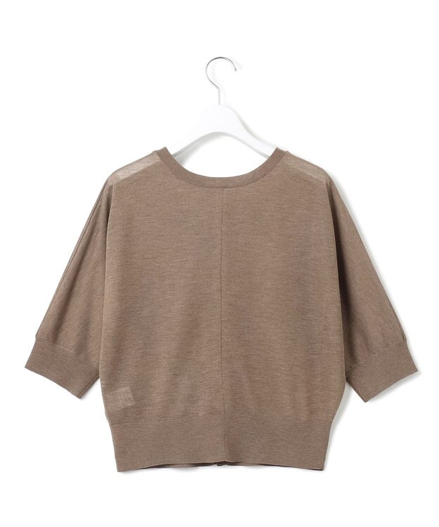 23区 【前後着用可能/洗える】シャイニーシアー 5分袖 カーディガン ブラウン系